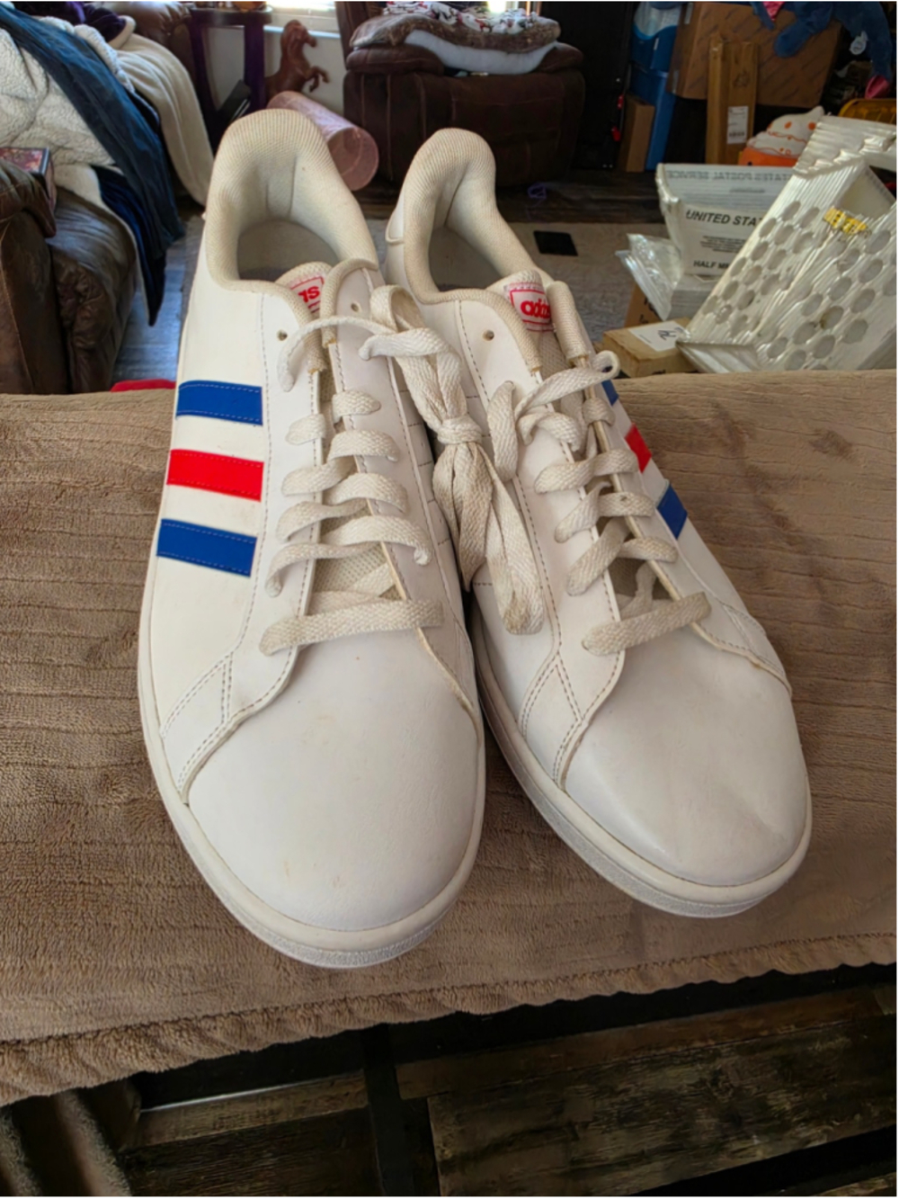 adidas Grand Court Base EE7901 White Blue Red Men's Size 12 Sneakers